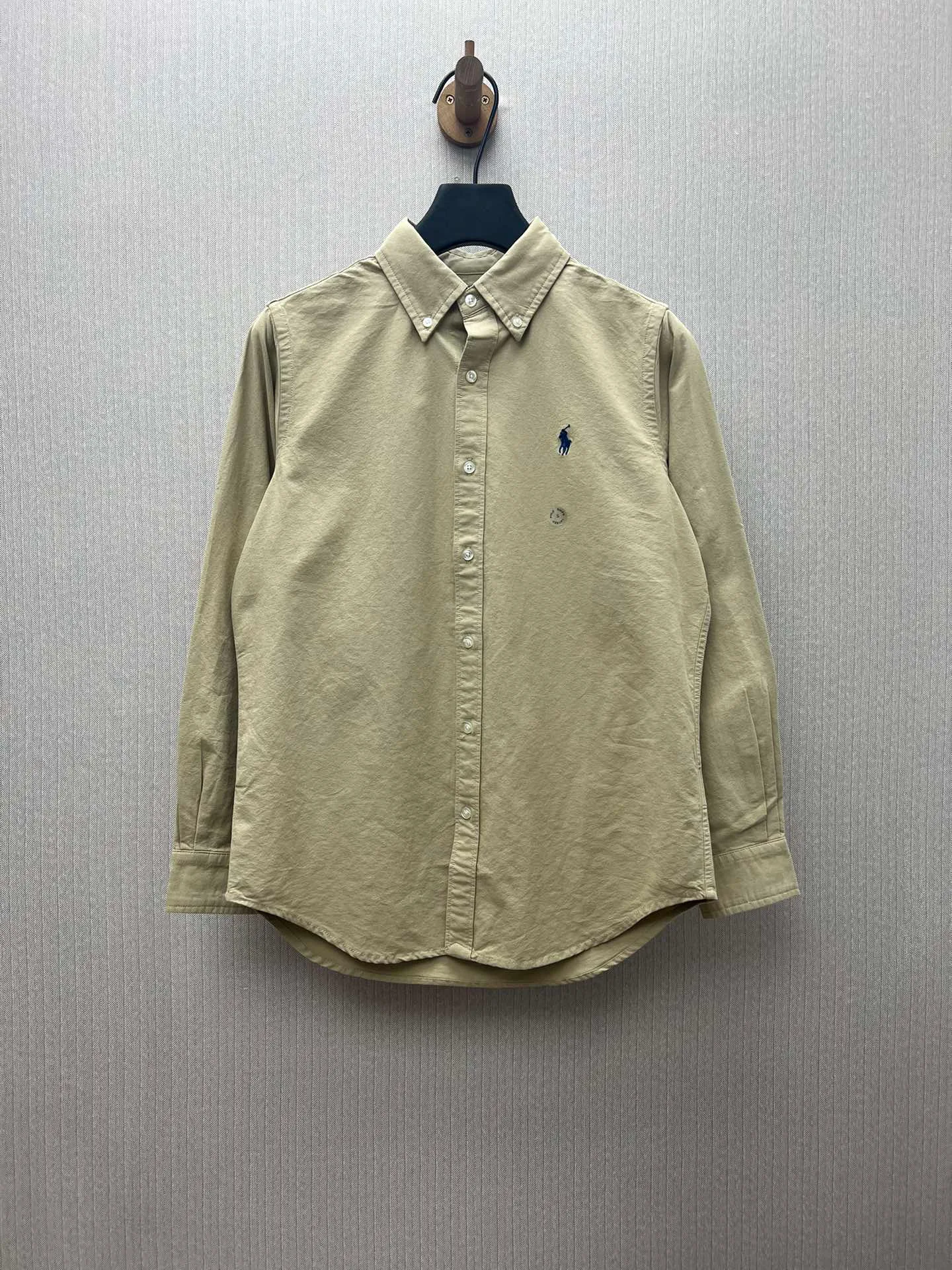 P430 Polo 25ss new solid color logo embroidered buttoned long-sleeved shirt men's high version code number: XS.S.M.L.XL.